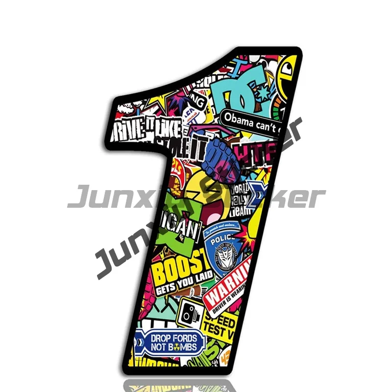 Черные с оранжевой границей панк цифры наклейки 0123456789 виниловая наклейка