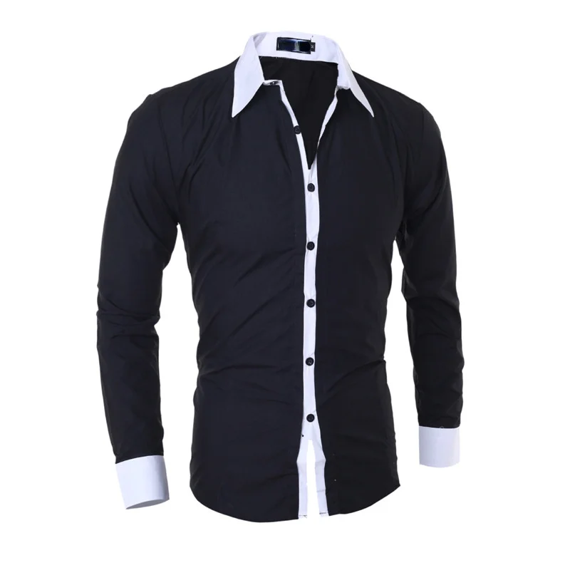 

2022 New Men's Business Shirts Classic Men's Slim Casual Contrast Collar Long Sleeve Shirts Slim Fashion Shirts