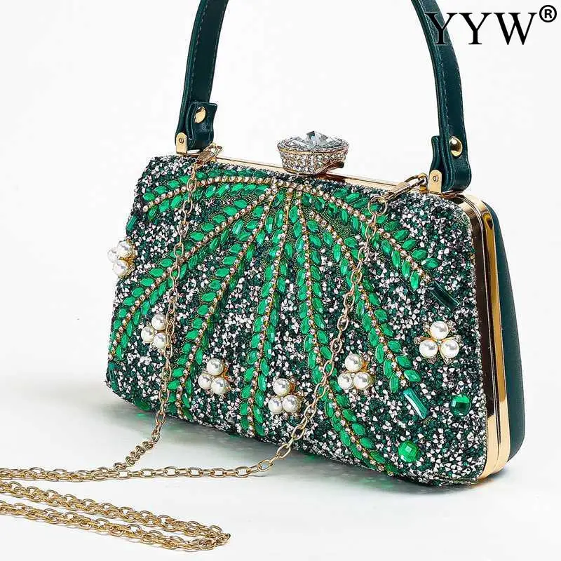 Vintage Women Clutches Bag Evening Bags Women Beading Rhinesrone Bags Handbag Crossbody Bags Wedding Party Purse Bolsas Mujer