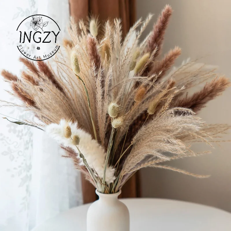 

Natural Home Dried Pampa Grass Bouquet Ears Rabbit Tail Grass Natural Dried Flowers Bouquet Wedding Decoration Hay for Bohemian