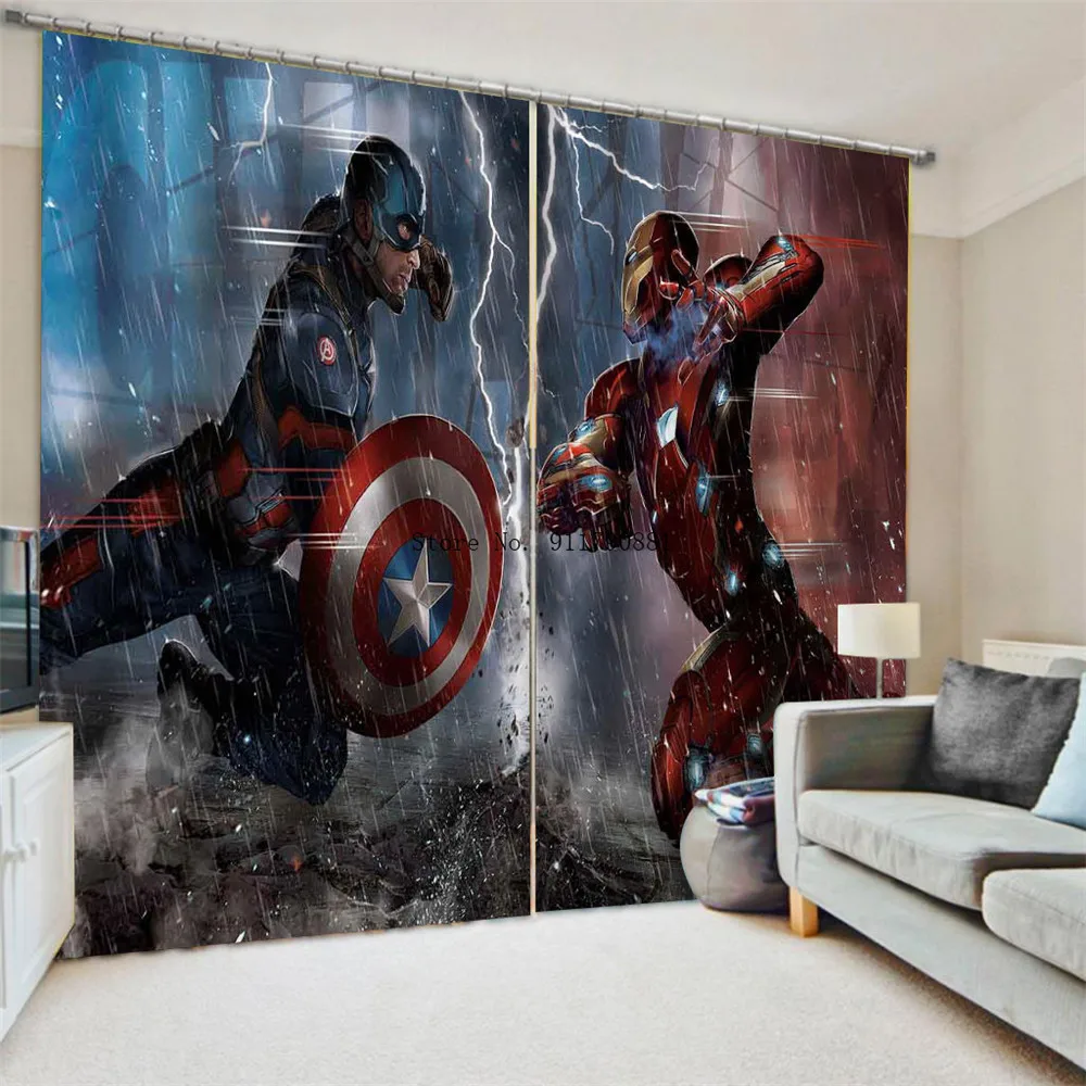

Disney Avengers Iron Man 3D Blackout Curtains Bedroom Living Room Kitchen Computer Room Home Decoration for Children Kid Blanket