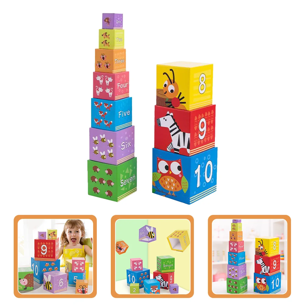 

1 Set of Stacking Paper Boxes Cognitive Number Toys Preschool Learning