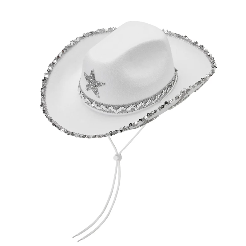 

Women s Retro Western Style Cowgirl Hat with Sequin Stars - Perfect for Parties Fancy Dress Halloween Carnival and Summer