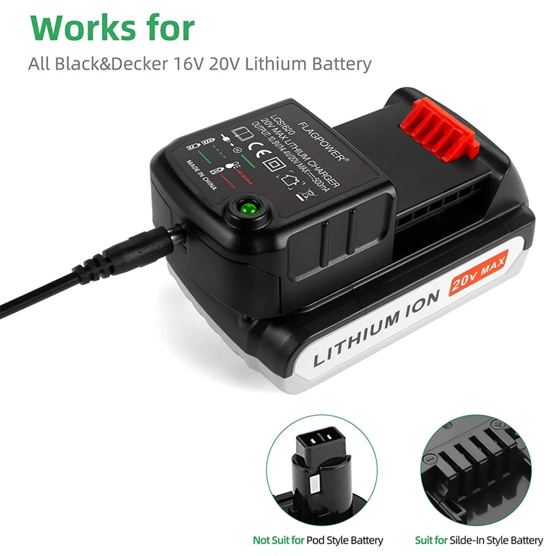 For Black&Decker Li-ion Battery Charger 10.8V 14.4V 20V Serise LBXR20 LB20 LBX20 LBX4020 Electric Drill Screwdriver Tool Battery enlarge