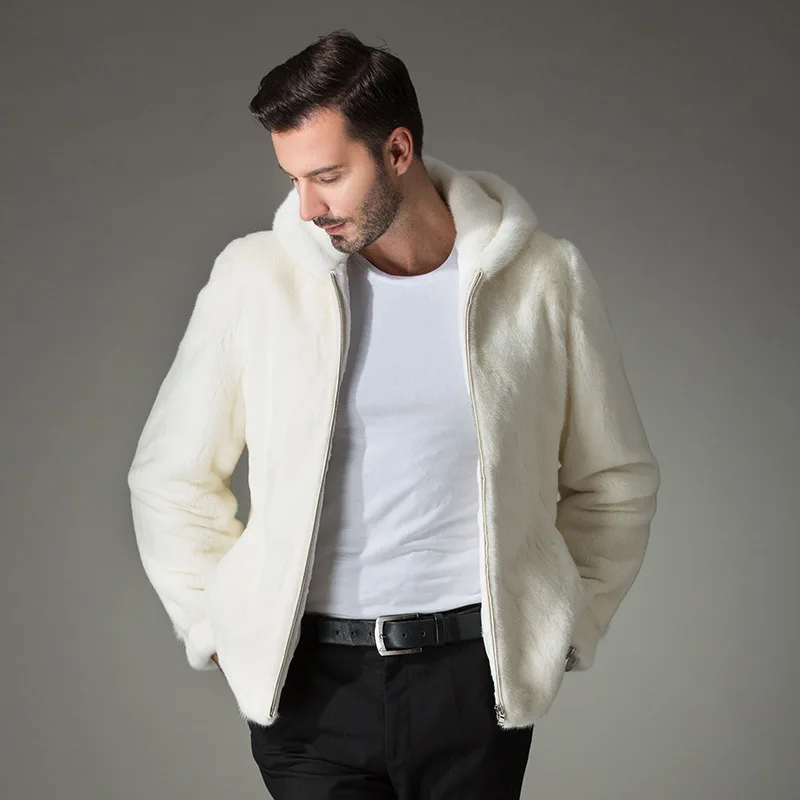

New Imitated Mink Fur Coat Hooded Men's Autumn and Winter Plus Size 6XL Faux Fur Jacket Keep Warm Eco-friendly Fur Overcoat Men