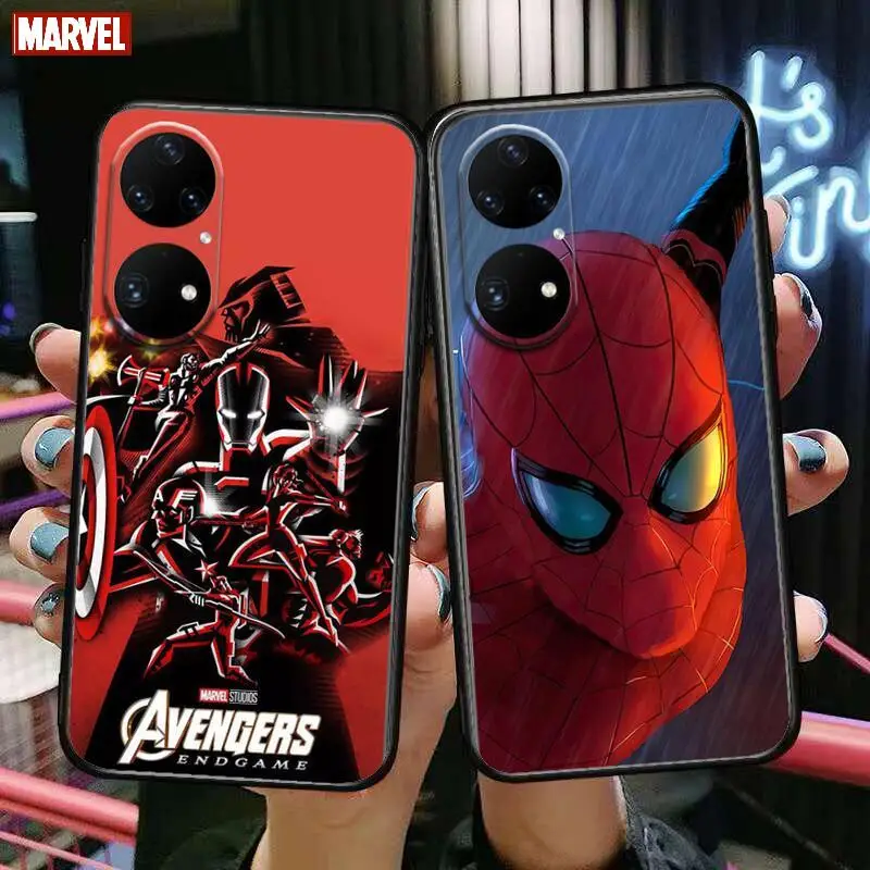 

Iron Man Spiderman Phone Case For Huawei p50 P40 p30 P20 10 9 8 Lite E Pro Plus Black Etui Coque Painting Hoesjes comic fas