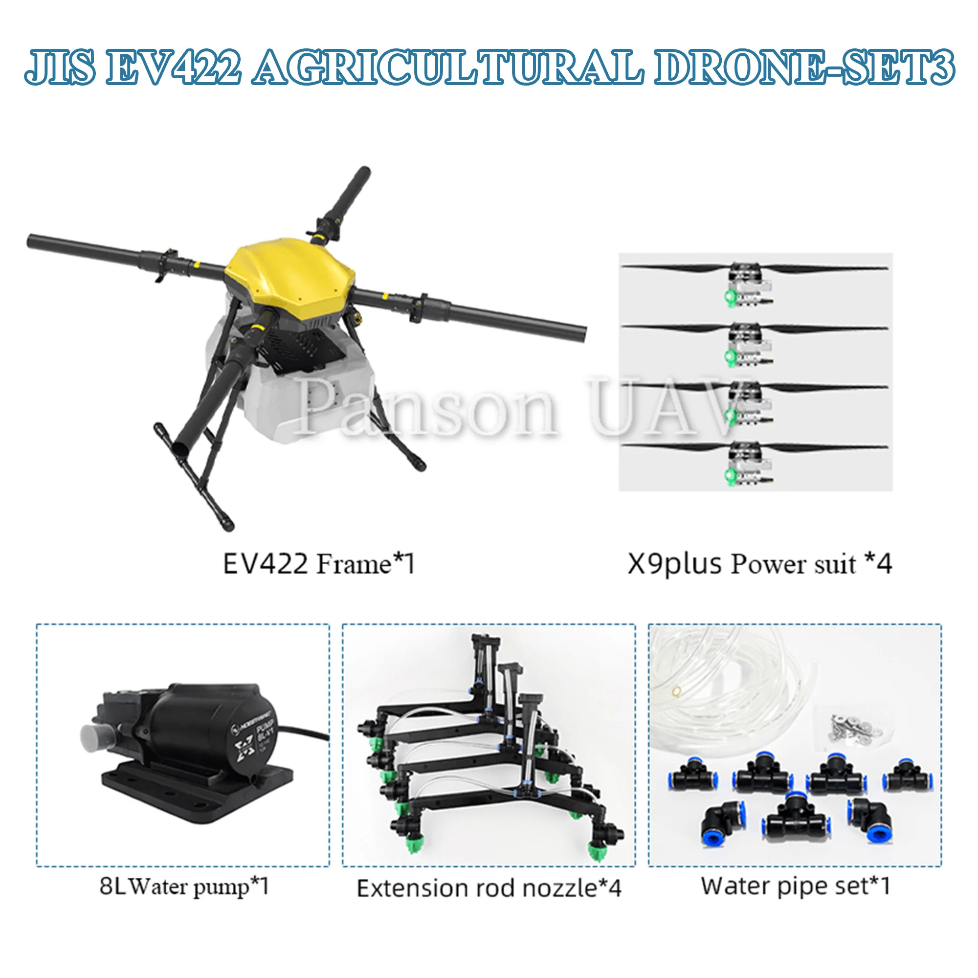 

EV422 4-Axis aircraft 22L/22KG foldable propeller agriculture drone sprayer hobbywing motor X9plus 8L water pump misting nozzle