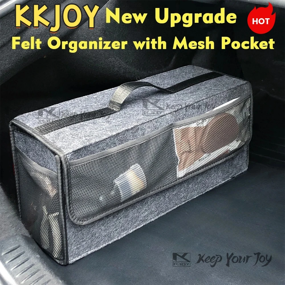 

KKJOY Большая сумка для хранения багажника автомобиля с сетчатой сумкой, противоскользящие отделения, фетровый ящик для хране...