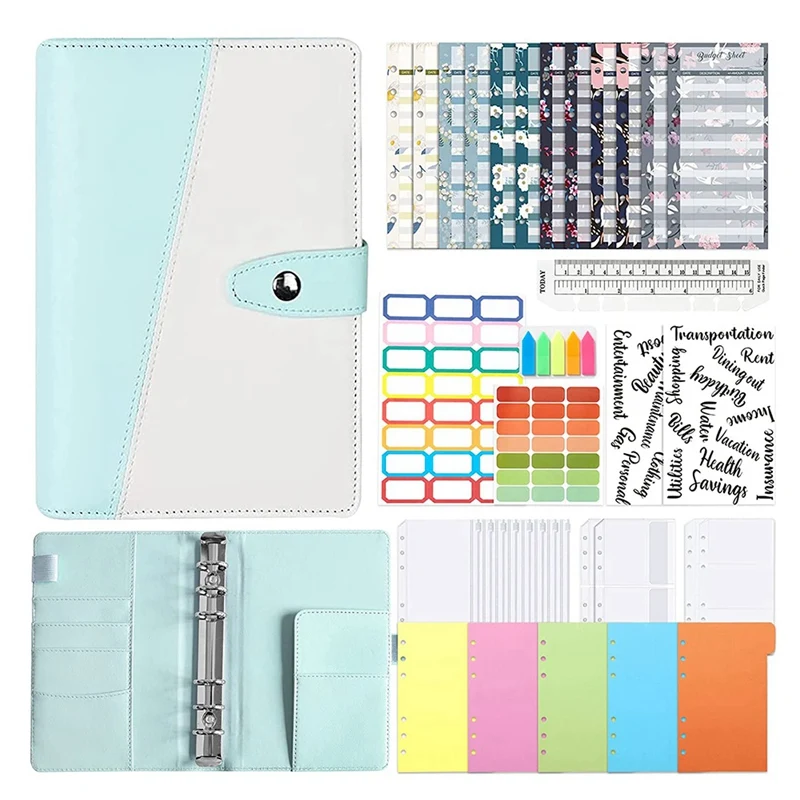 

A6 Binder Notebook,6Hole Loose Leaf Notebook Ring Binder Binder With 10 Binder Covers Budget Sheets For Travel Journal