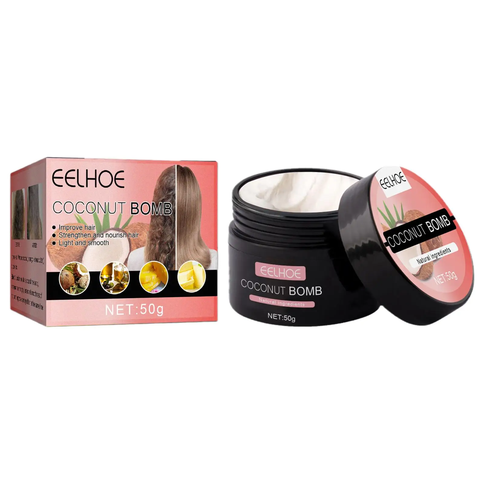 Кокосовая питательная маска для волос Увлажняющая восстанавливающая мягкая