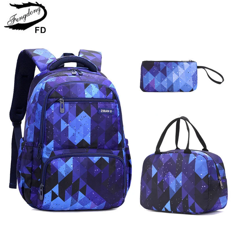 

3pcs/set teenagers school backpack food bag set boys waterproof large sport backpack 10-16 Years girl schoolbag bookbag