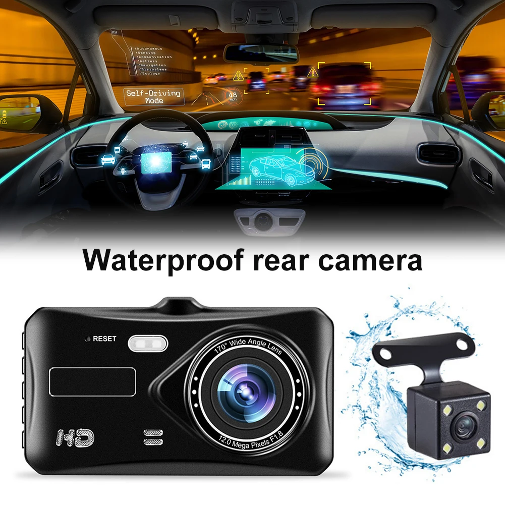

1080P Dash Cam Front and Rear with Night Vision 4-inch Touch Screen Car Camera Driving Recorder 170° Wide Angle Loop Recording