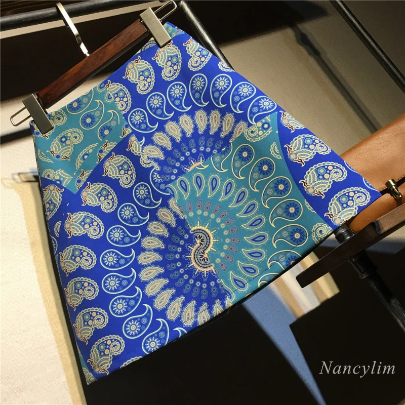 

2022 New Village Printed Chiffon Skirt Women's Summer A- Line High Waist Short Mini Skirts Ladies Outfits