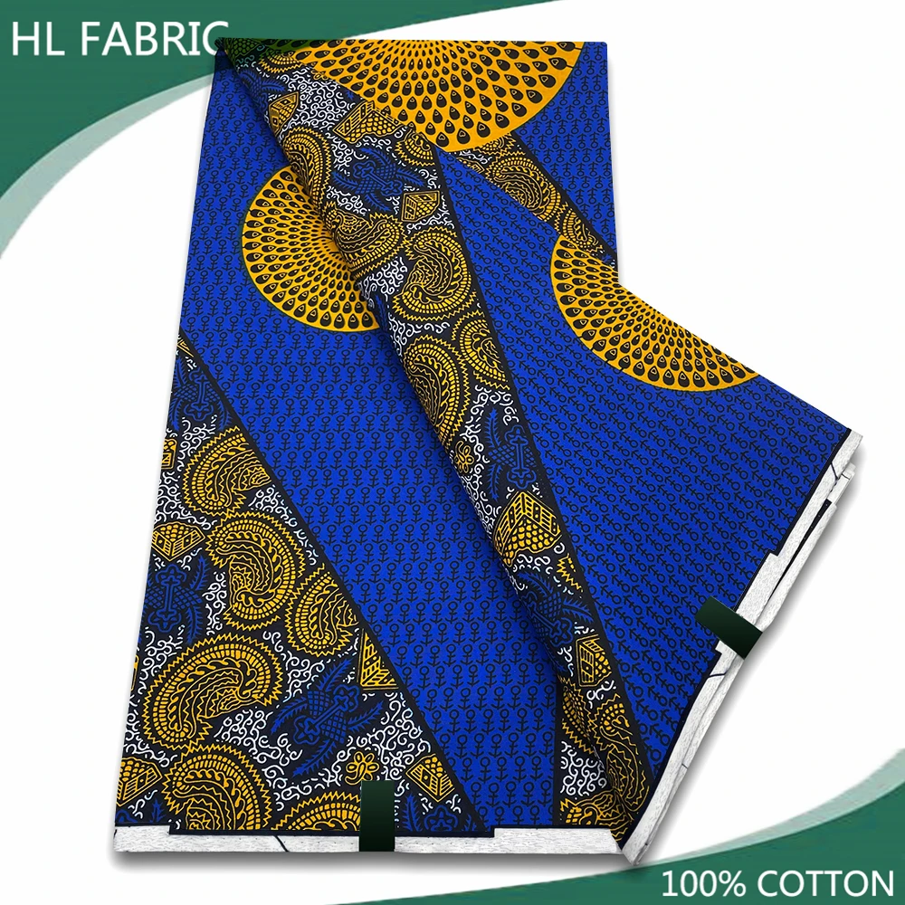 

African Wax Fabric 100% Cotton Veritable Wax Nigerian Ankara Block Prints Batik Fabric Dutch Pagne 6yards For Sewing VL-25