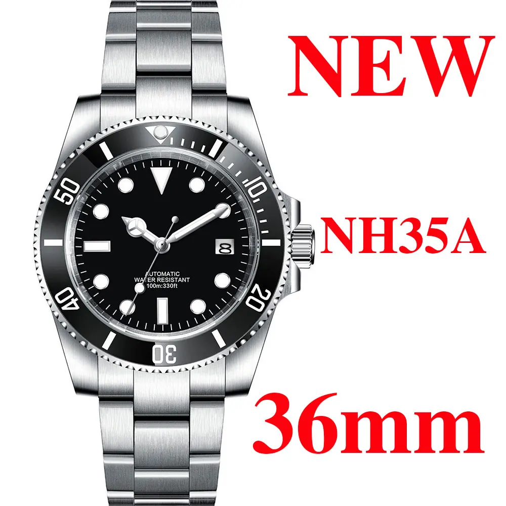 

36mm/40mm Relogio Masculino Sterile Dial Sub Sapphire Crystal Automatic Men's Watch Japan NH35 Miyota Movement Green Luminous