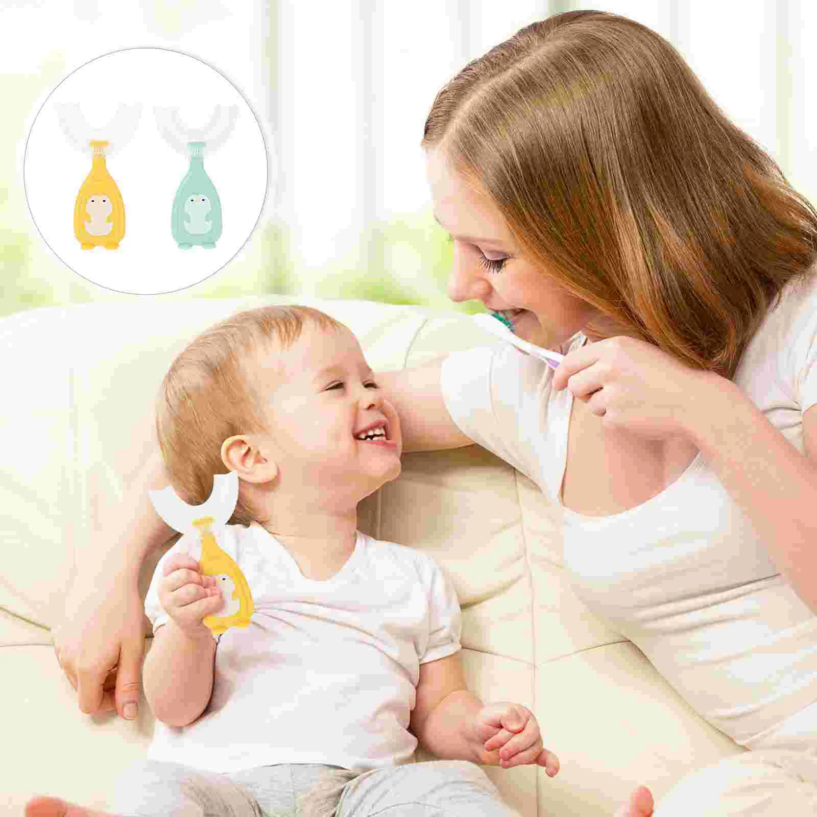 

2Pcs Kids U Shape Toothbrush Cartoon Manual Tooth Brush Birthday Festival Gift