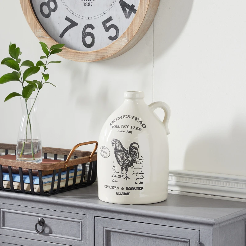 

12.5"H Stoneware Farmhouse Vase, Beige, 1 - Piece