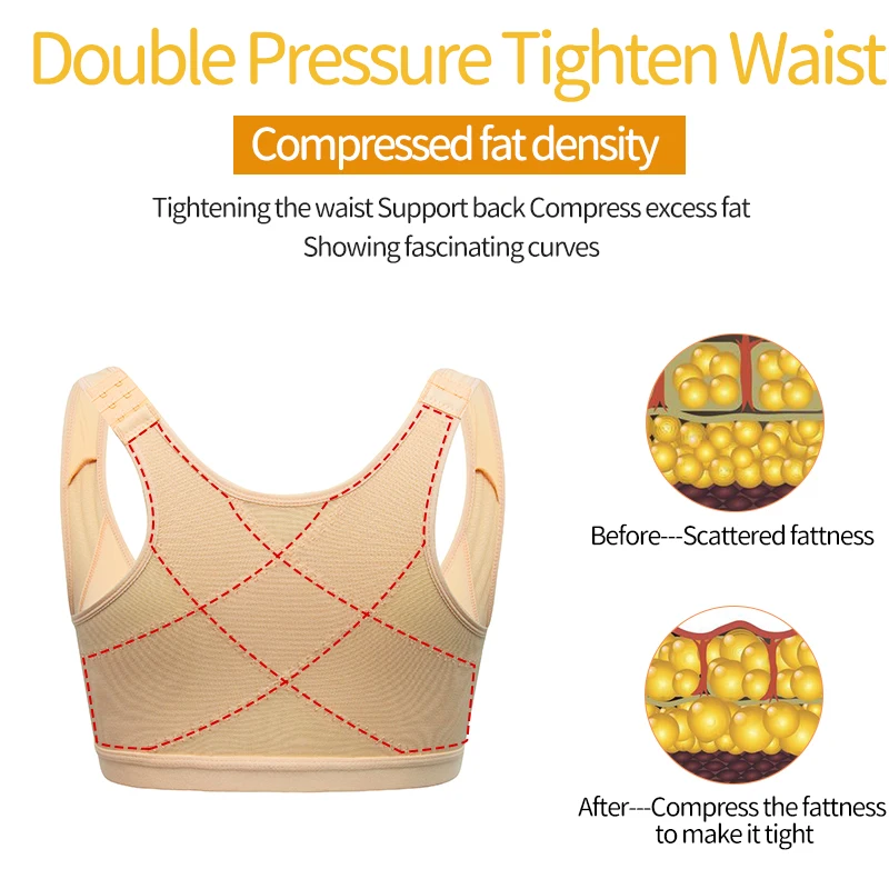 Woman Fitness Yoga Bras Sports Wirefree Front Buckle Lift Gather Crop Top Brassiere Posture Corrector Chest Lifter Underwear