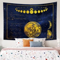 moon phase earth sense of technology world map tapestry fabric wall hanging decor letter polyester table cover yoga beach towel