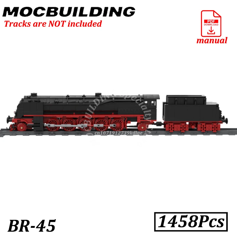 Паровоз BR45 с тендером, блоки BR41, набор для сборки поезда, кирпичики, городская железная дорога, конструктор MOC, игрушки для строительства класса BR, подарки (art.: 3920dbe910174) - 3920dbe910174