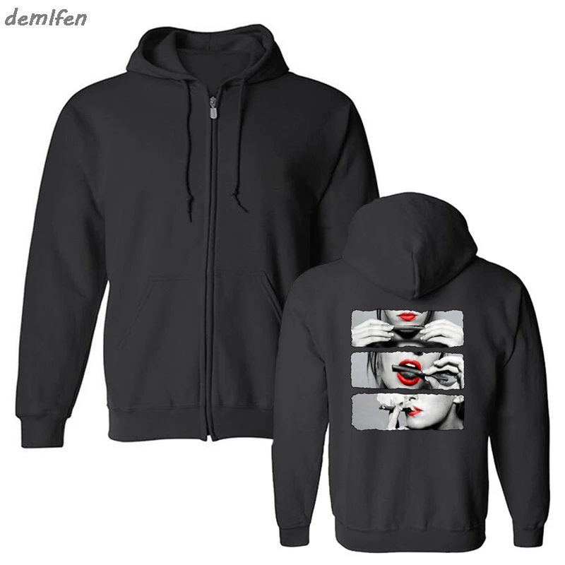 

Blunt Roll Red Lips Sexy Girls Men Sweatshirt Harajuku hoody Casual Funny Hoodies Mens Brand Clothing Homme Tops jacket