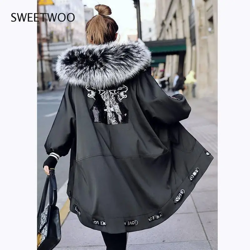 Parka Women 2021 Autumn and Winter New Mid-Length Detachable Real Rabbit Fur Liner Fashion Profile Fur Coat for Women Contracted