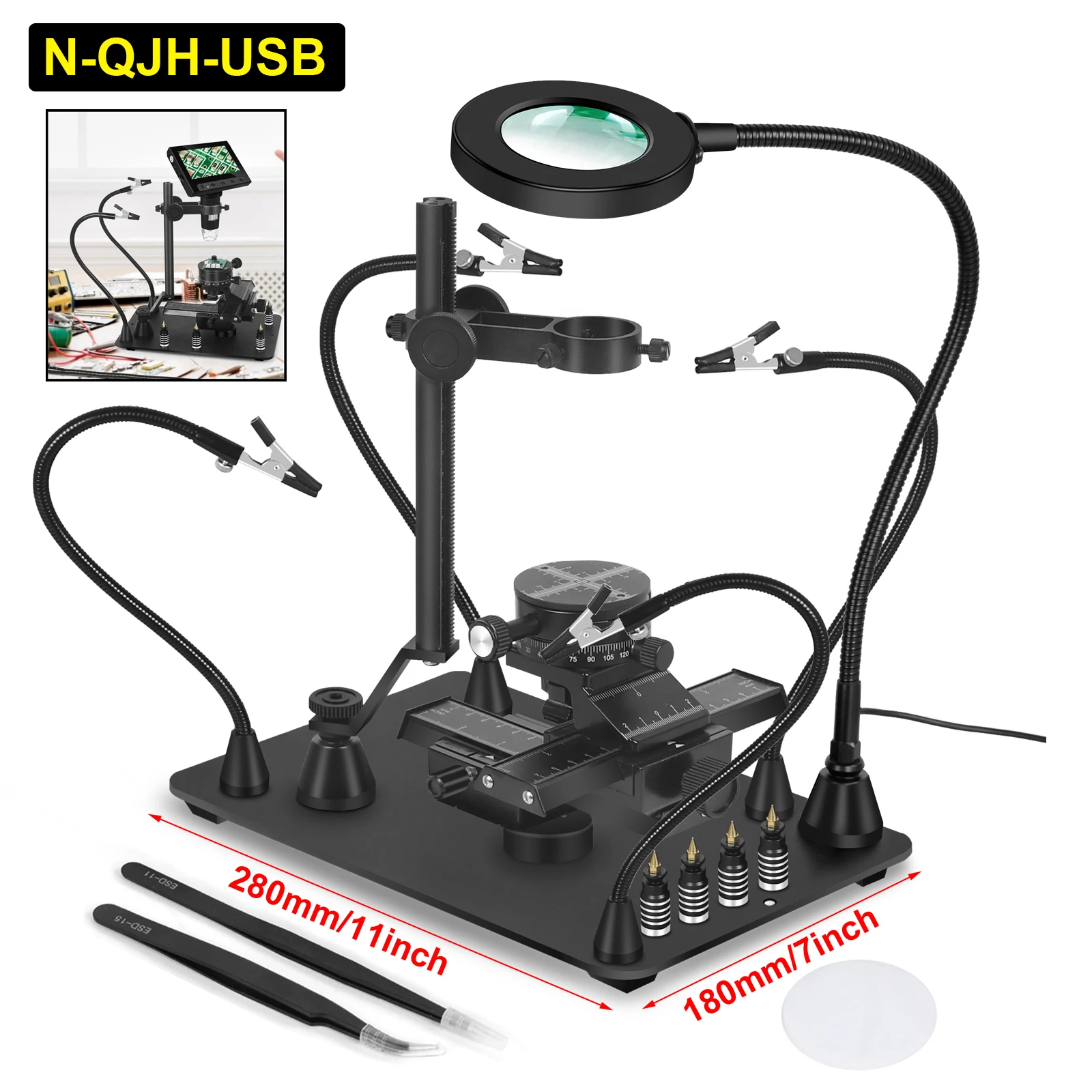 

Держатель подставки для микроскопа NEWACALOX для поддержки цифрового микроскопа, регулируемый вверх и вниз для ремонта печатных плат, пайки печатных плат