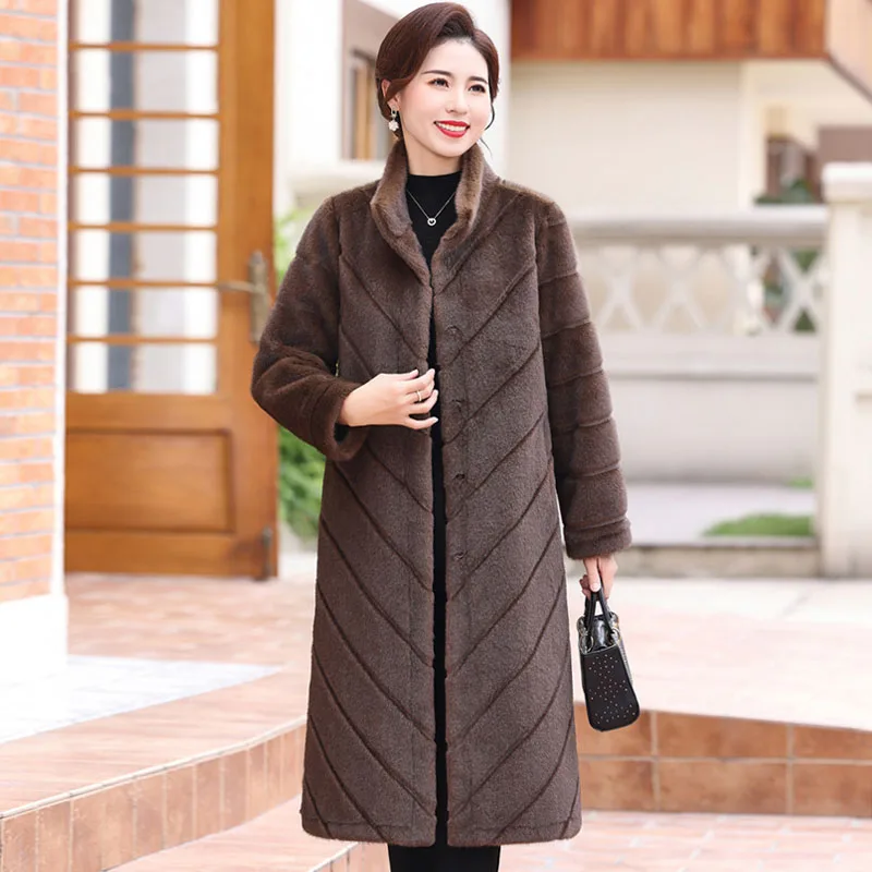 Высококачественное Благородное женское меховое пальто из норки зимнее плотное