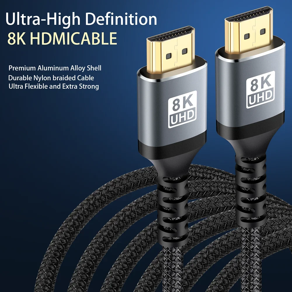 HDMI 8K зарядный кабель 8K/60 Гц HMDI 2 1 плетеный 48 Гбит/с для HDTV сплиттер-переключатель PS5