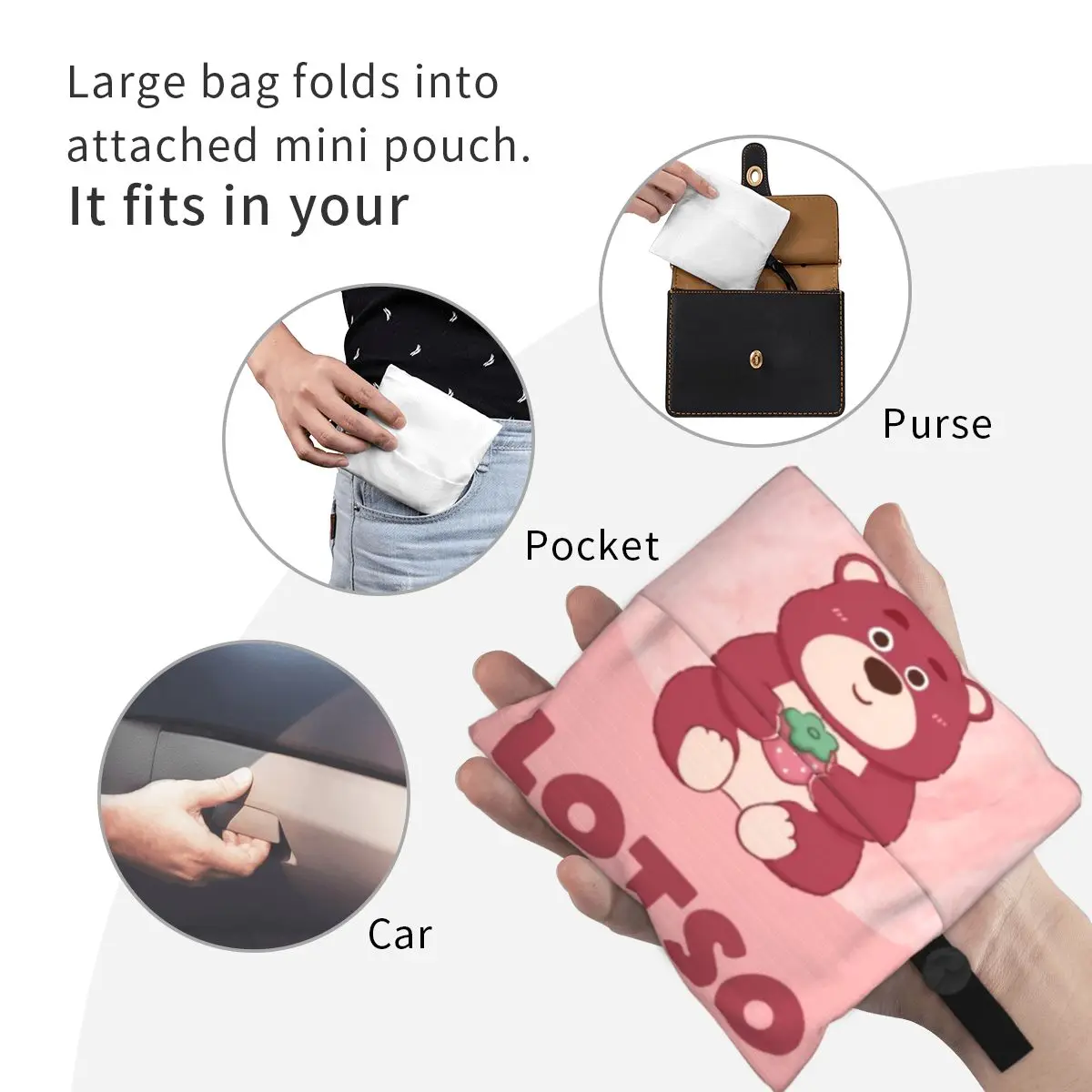 Персонализированная Сумка-тоут с милым рисунком Lotso Huggin Bear из аниме шоппинг