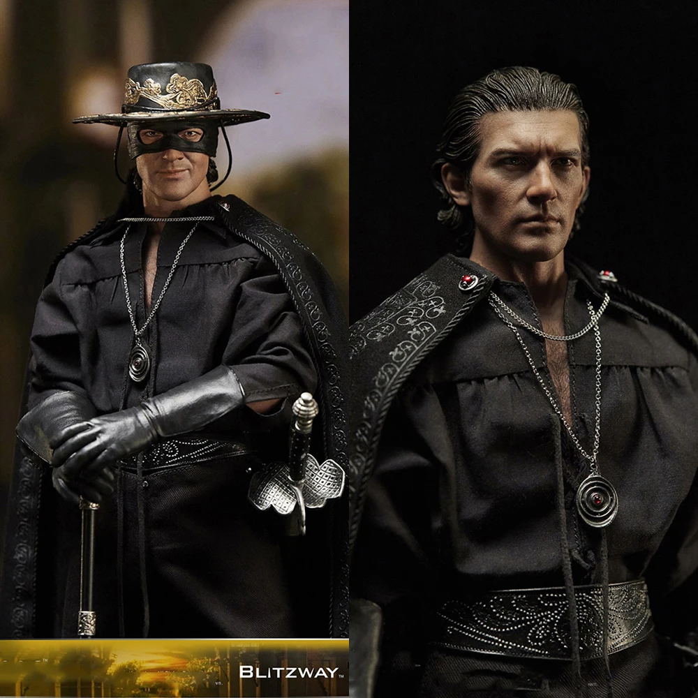 

Blitzway 1998 1/6 Classics Masked Male Two Interchangeable Heads Black Embroidered Cloak With Weapon 12'' Action Figure Toys