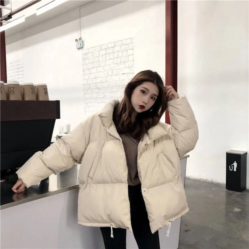 Winter stand-up collar women's new all-match quilted thickened cotton clothes BF wind loose cotton clothes bread clothes