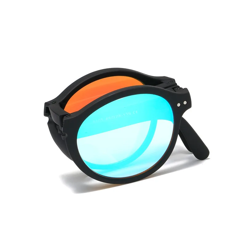 Солнцезащитные очки для мужчин и женщин, портативные складные очки красного и зеленого цветов с искривлением яркости, с чехлом Y117