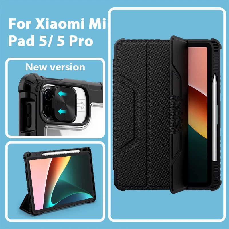 

For Mi Pad 5 Case Magnetic Case For Xiaomi Pad 5 Camera Protection Cover With Pencil Holder For Xiaomi Mi Pad 5 pro