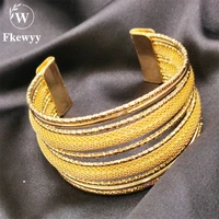 fkewyy luxury cuff bracelet for women fashion jewelry goth accessories design hollow out jewelry luxury gold plated bracelet