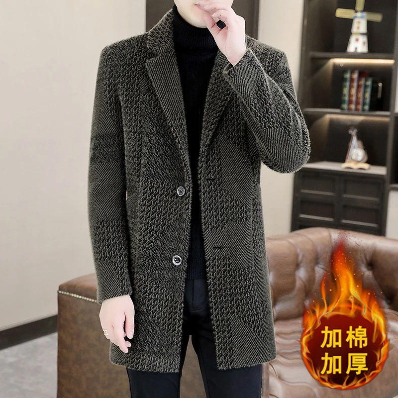2022 Autumn Winter Wool Blends Jackets Men Slim Casual Business Long Trench Coat Fashion Social Streetwear Overcoat Men Clothing
