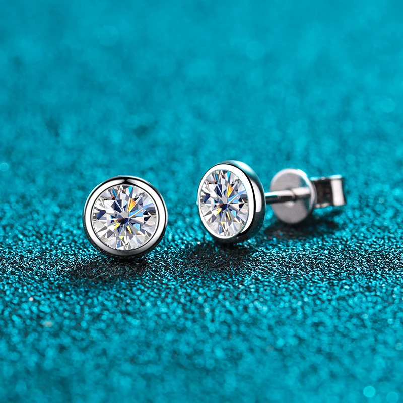 Фото KNOB SPIN 1ct D Цвет Муассанит Серьги Стерлингового Серебра 925 Белое Золото Серьги-гвоздики Свадебные Обручальные Серьги Для Женщин №2