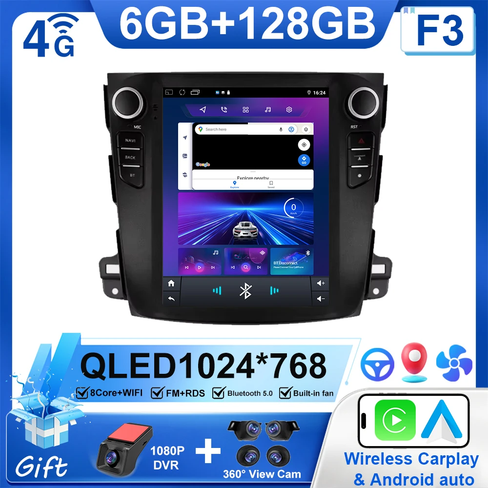 

9,7 "Android 15 для Mitsubishi Outlander Xl 2 2008-2011, автомобильный радиоприемник, мультимедийный плеер, стереонавигация, GPS Carplay, 4G HDR экран