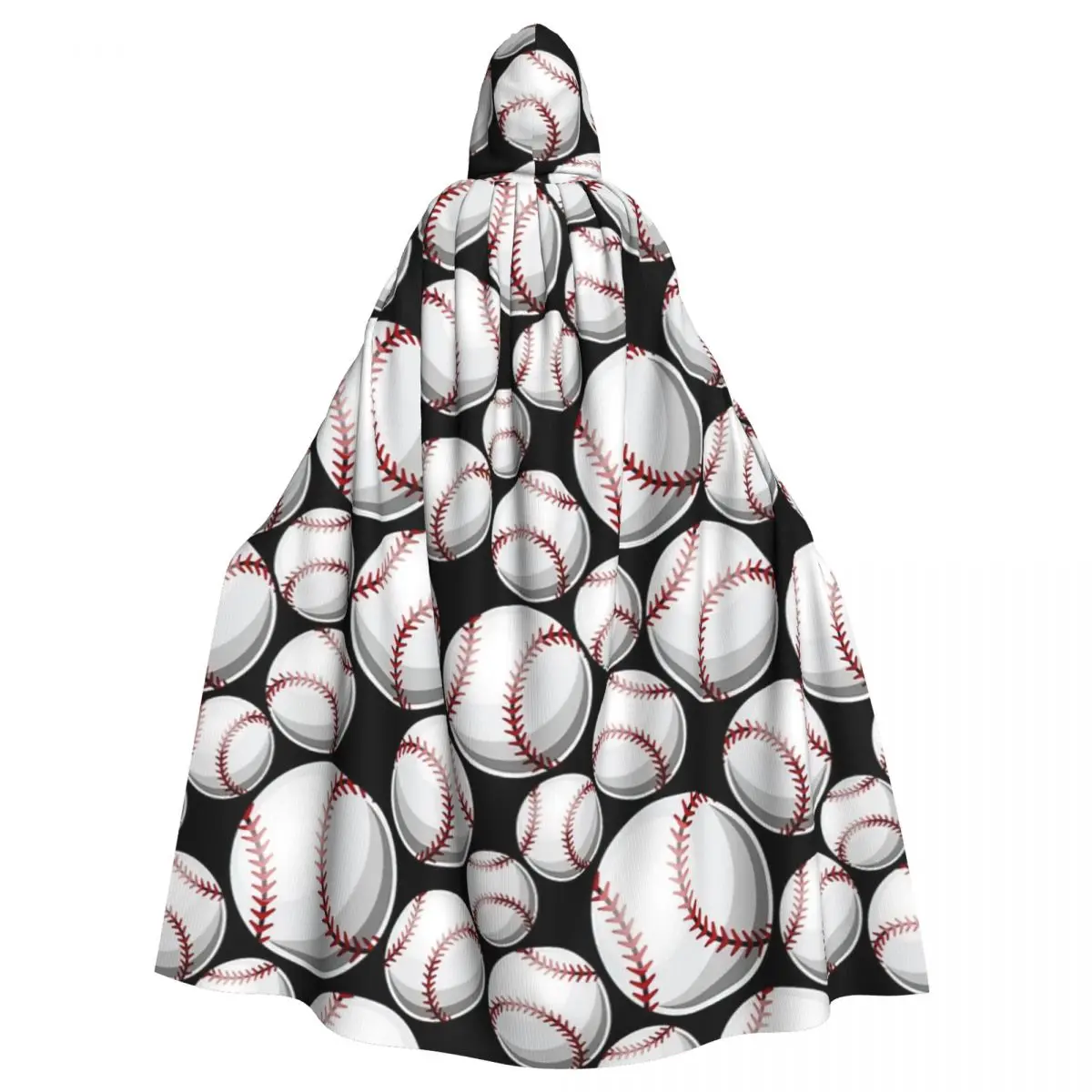 

Baseball Pattern Hooded Cloak Halloween Party Cosplay Woman Men Adult Long Witchcraft Robe Hood