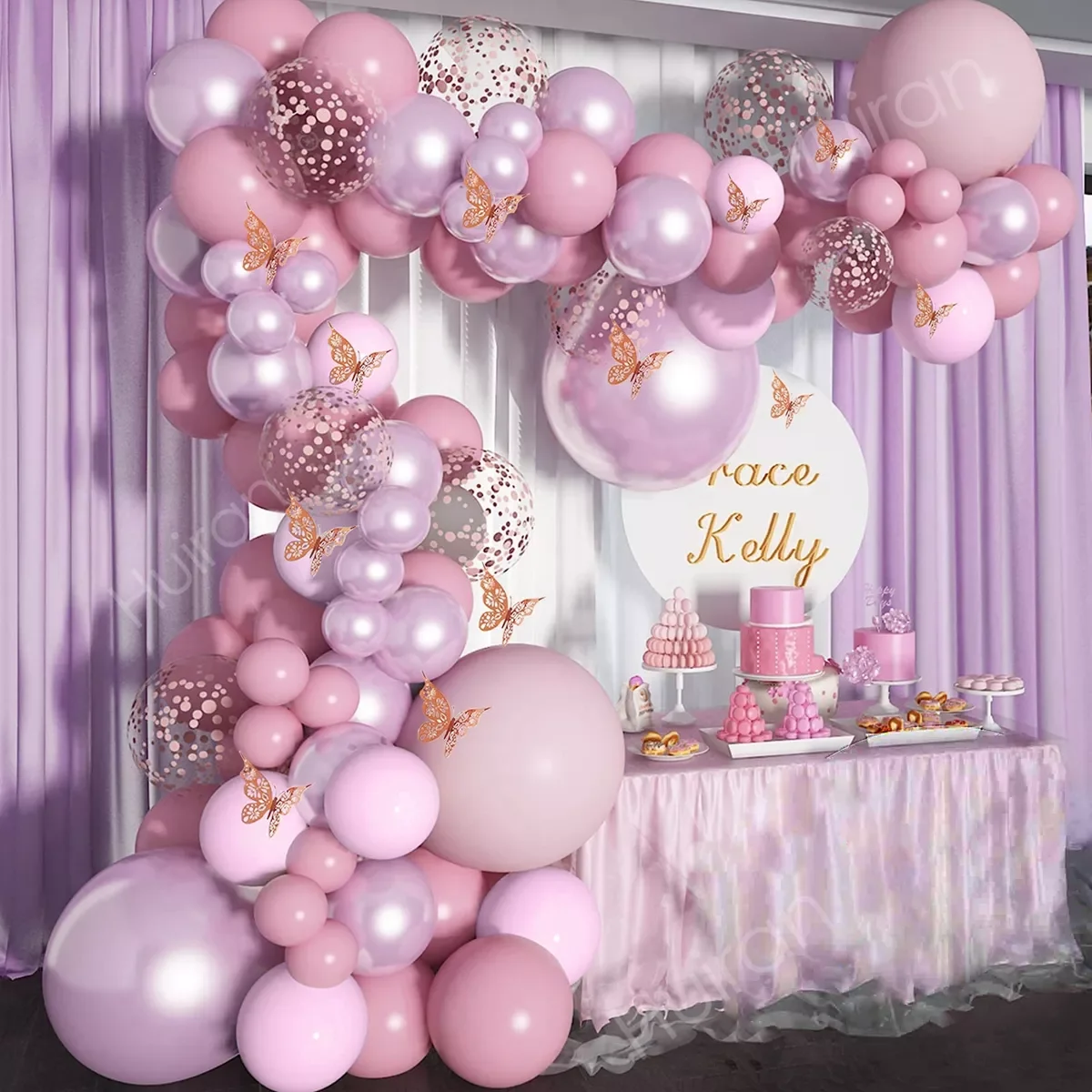 

Butterfly Pink Purple Balloon Garland Arch Kit Happy Birthday Party Decor Kids Baby Shower Latex Ballon Wedding Party Supplies