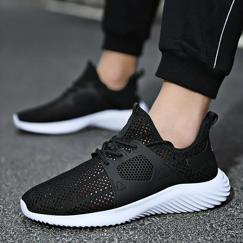 

2022 Summer Breathable White Bottom Shoes for Men Fashion Shallow Lace-up Outdoor Comfortable Walking Shoes