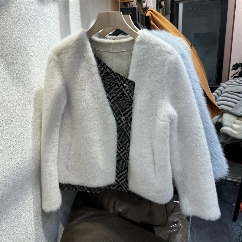 Осень-зима 2024 новая корейская утолщенная двухсекционная свободная меховая