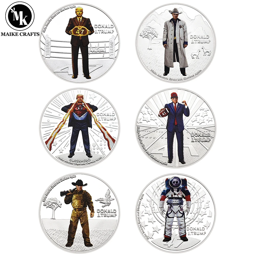 6 шт./набор серебряные монеты 2024 47-го президента США Дональд Трампа