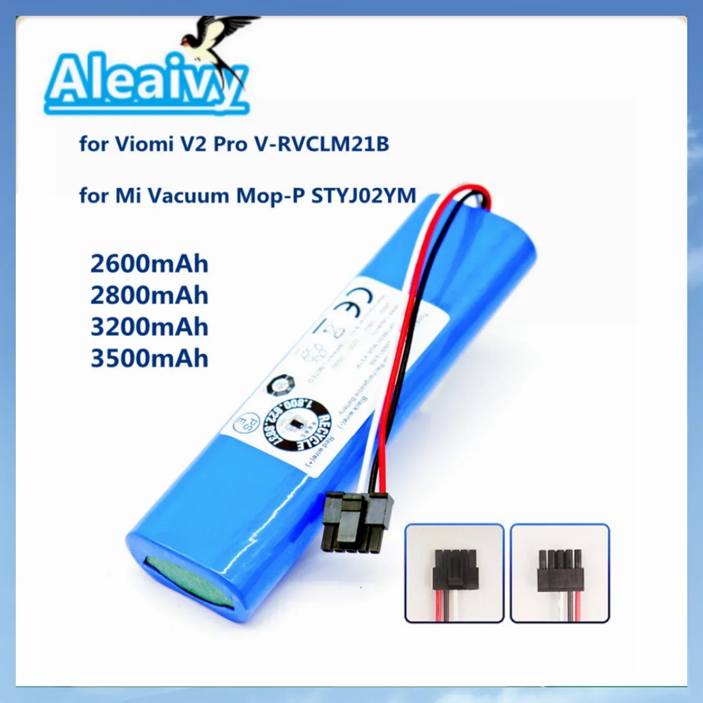 

14.4V 2600mAh 18650 Lithium Ion Battery for Viomi V2 Pro V-RVCLM21B and Mi Vacuum Mop-P STYJ02YM Robot VacuumReplacement Battery