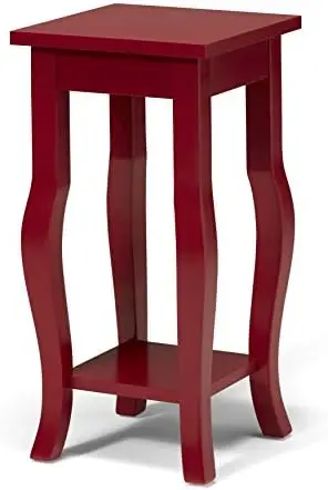 

Деревянный концевой столик-тумба с изогнутыми ножками и полкой, красный маленький кофейный столик, маленький концевой столик, чайный столик, обеденный стол