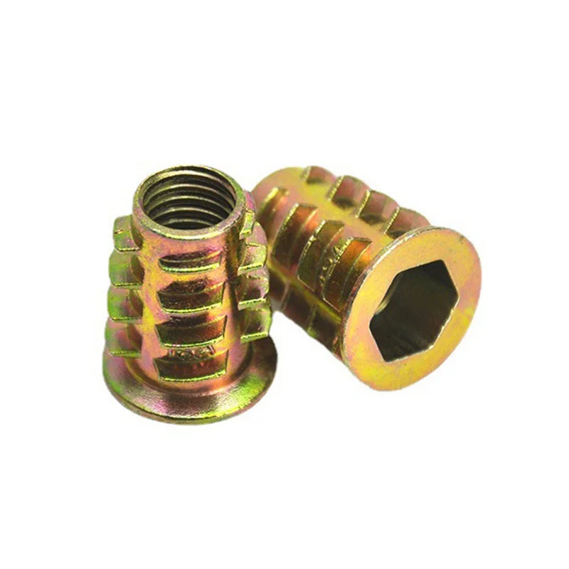 

Мебельная гайка из цинкового сплава, резьба для вставной гайки по дереву, фланцевая, с шестигранной головкой, M4, M5, M6, M8, M10