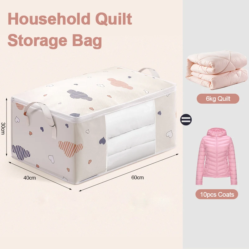 

Foldable Storage Bag Quilt Clothes Blanket Cabinet Organizer Box Large Capacity Durable Dust-proof Cartoon Print Moving Bag