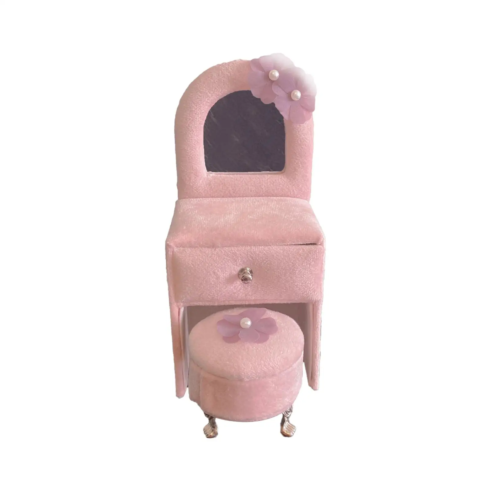 

Туалетный столик для кукольного домика, розовое ожерелье, кольца, миниатюрная мебель, хранение ювелирных изделий, держатель для ювелирных изделий для девочек и женщин