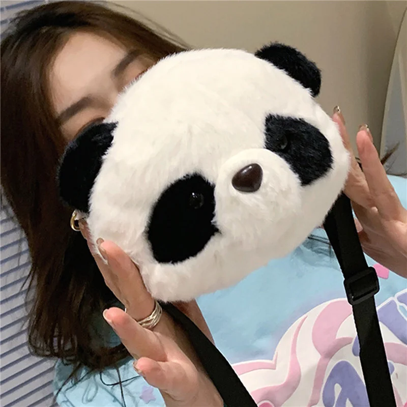 

Женская милая мультяшная 3D плюшевая Сумка-Кроссбоди в виде панды, женская зимняя теплая пушистая сумка-мессенджер, женская искусственная сумка