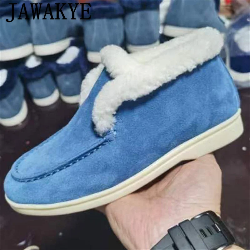 High Top Wool Flat Shoes Winter Boots For Children Round Toe Slip On Snow Boots Kids Shoes Casual Warm Botines Chlidren Zapatos